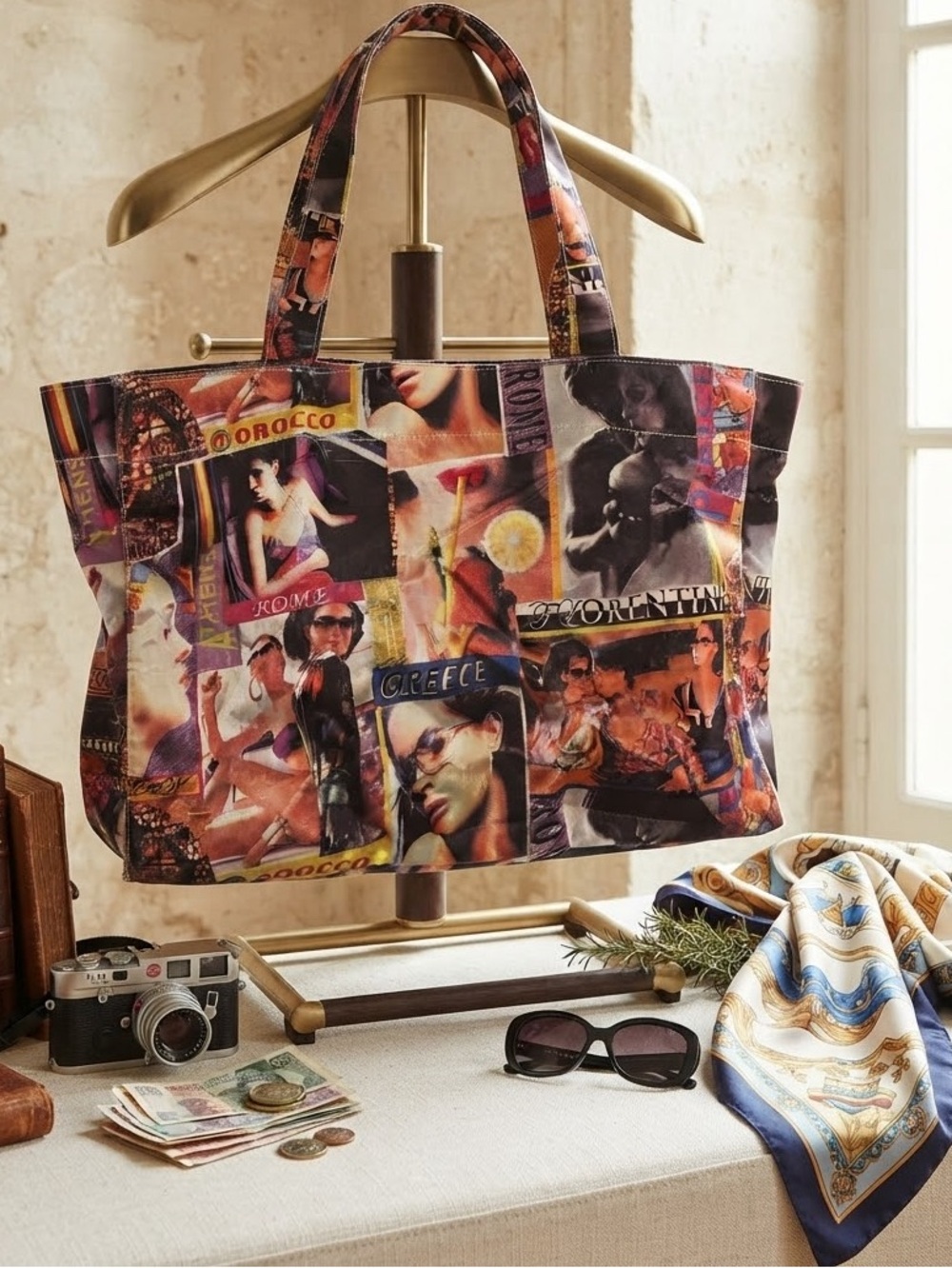 Colorful RUNWAY MODELS MAGAZINE TRAVEL Collage Tote Bag Multicolor Weekender